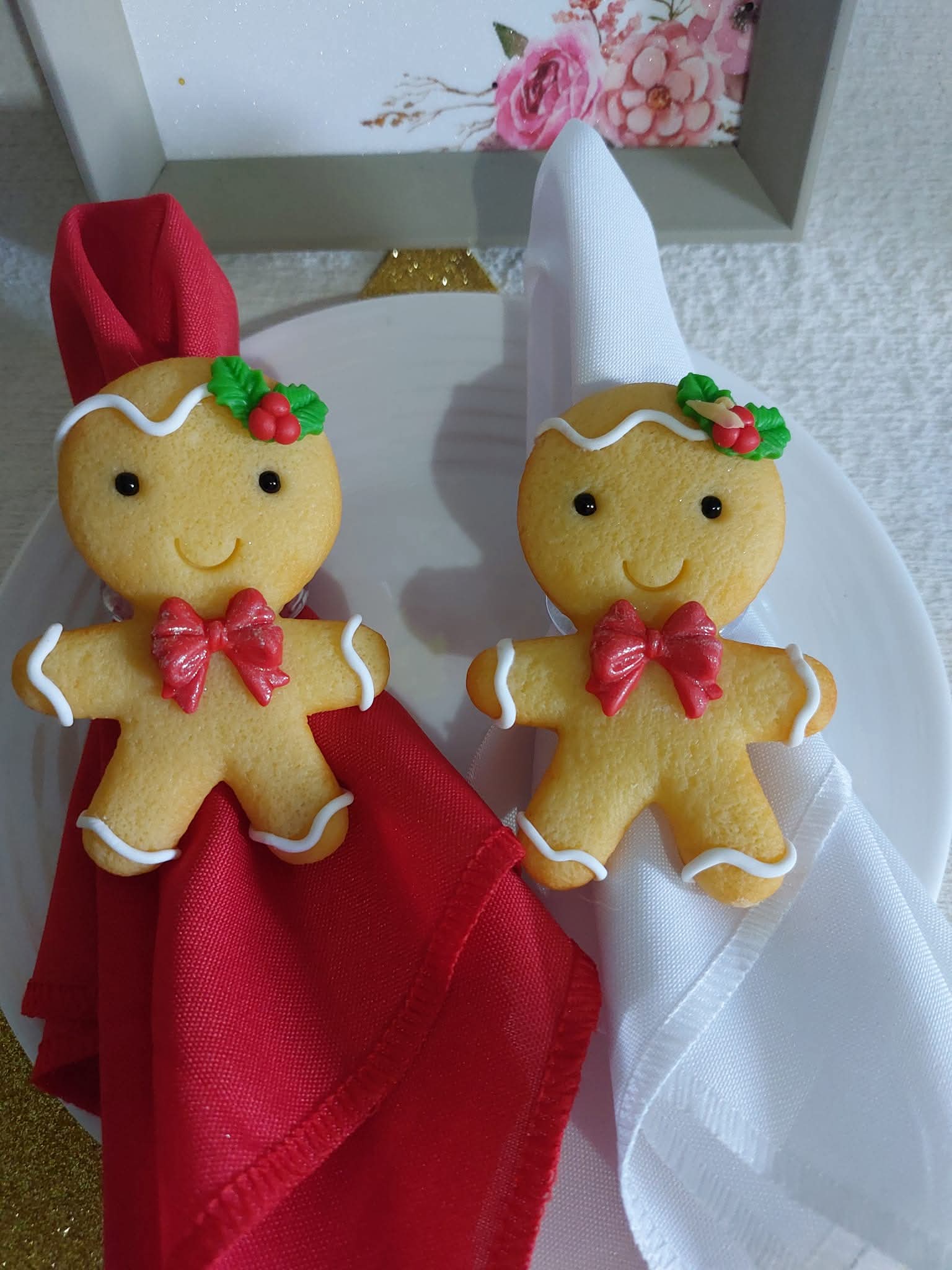 Kit 12 Porta Guardanapo Biscoito Ginger de Natal