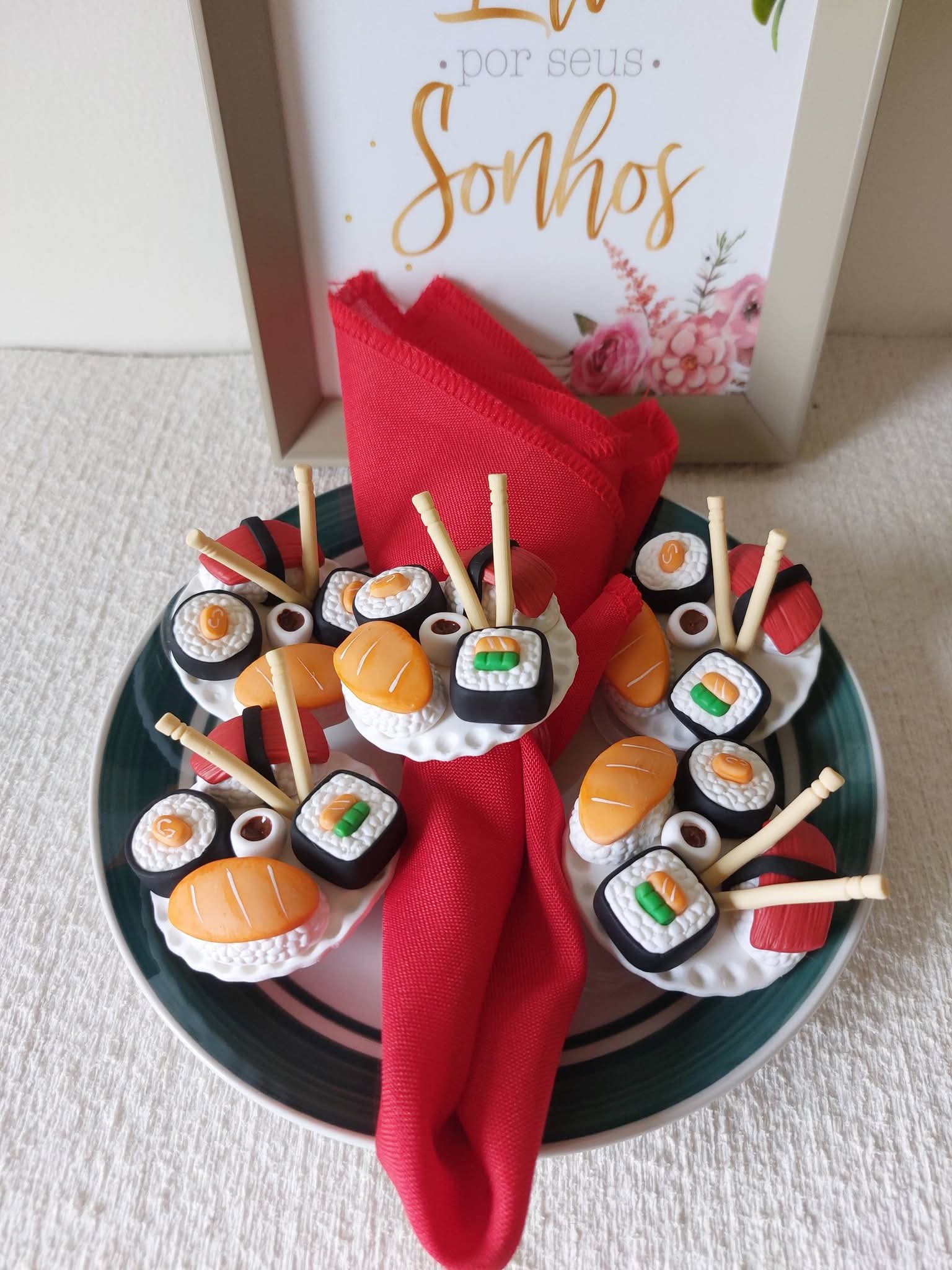 Kit 04 Peças Porta Guardanapo Tema Sushi Biscuit