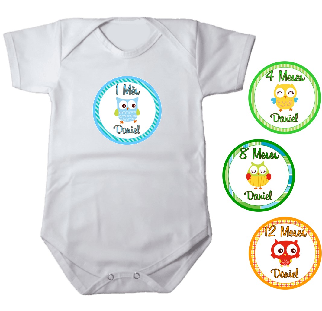 Kit de Adesivo Mêsversário Menino Corujinhas