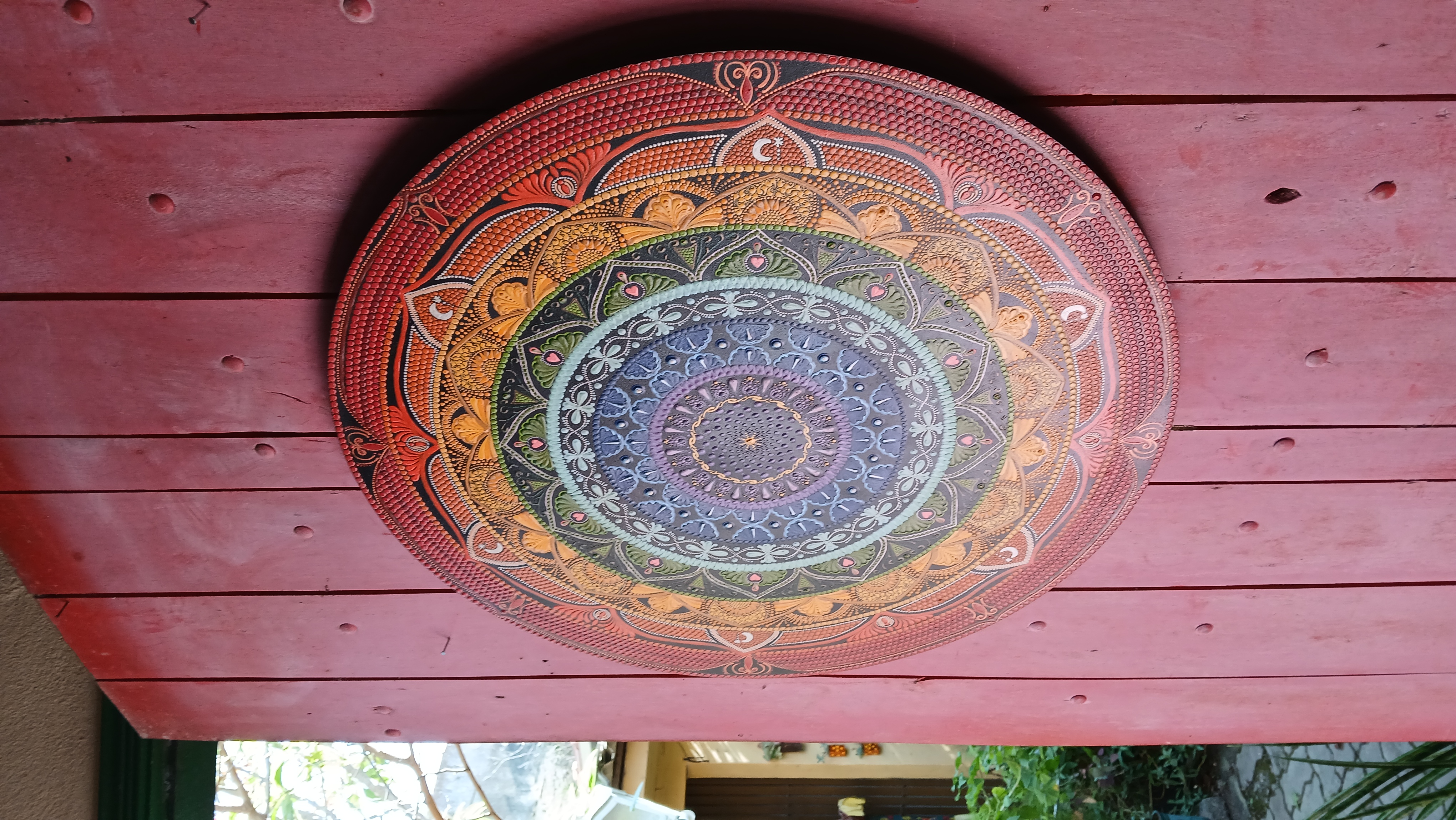 Mandala 7 Chakras Pontilhismo 60cm Artesanal Pintada à Mão