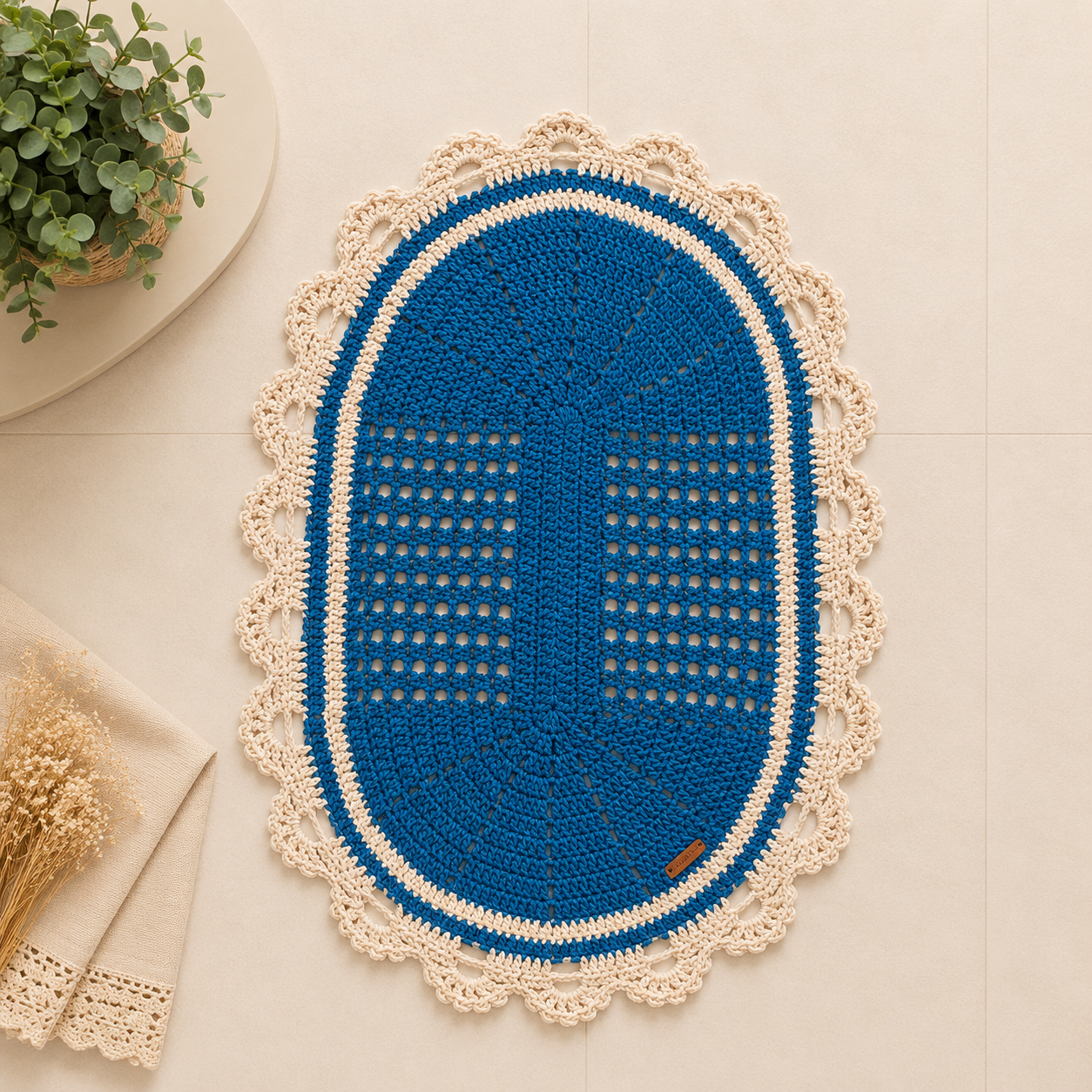 Tapete de crochê Dany retangular artesanal e decorativo para sua casa