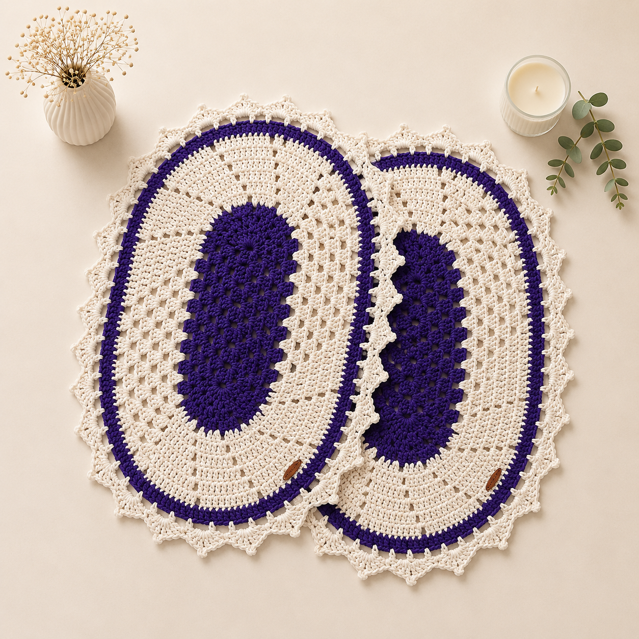 tapetes de crochê kit 02 peças multiuso retangular decorativo para sua casa