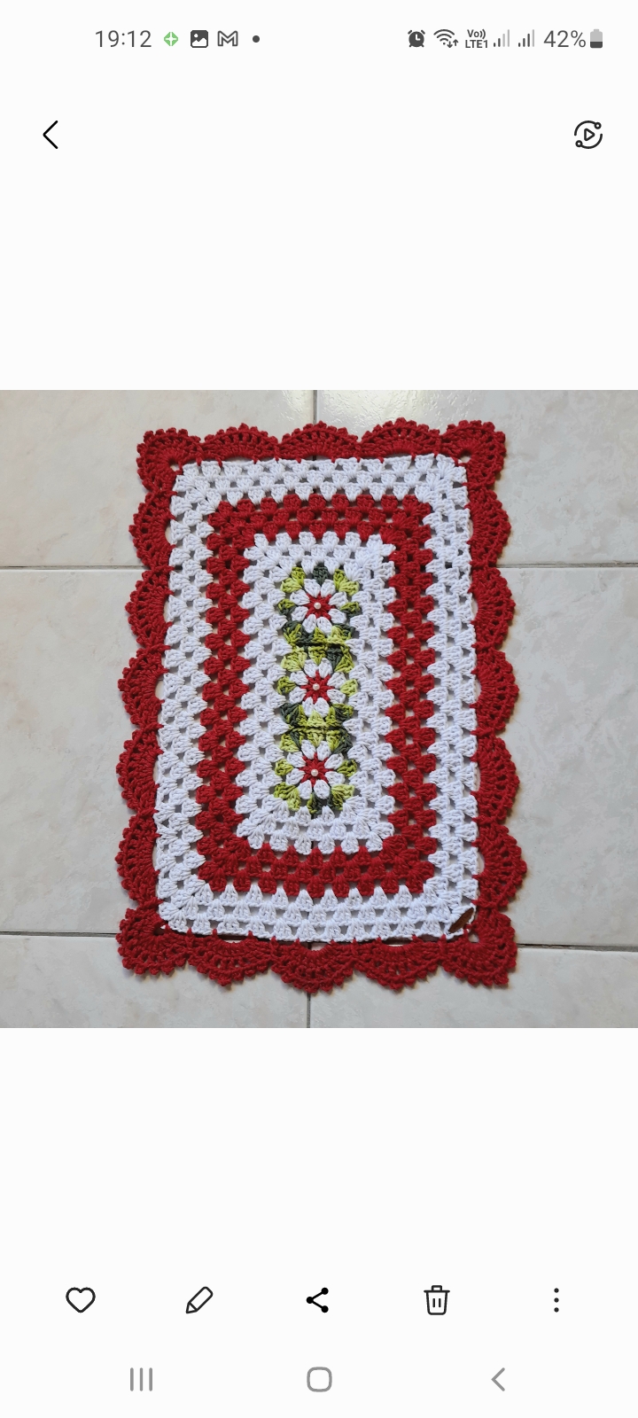 Tapete de crochê Cláudia retangular decorativo para sua casa