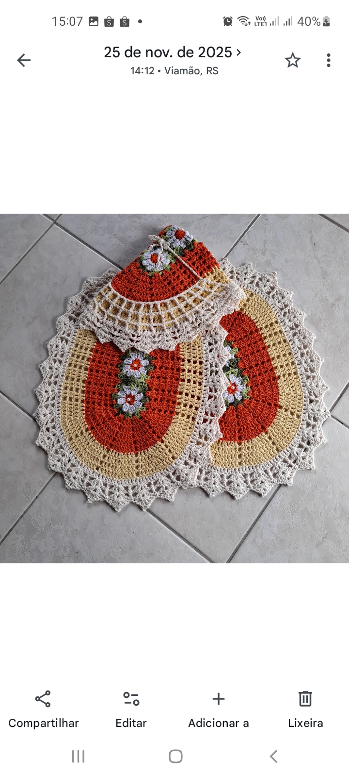 Conjunto de banheiro de crochê mary retangular decorativo para seu banheiro