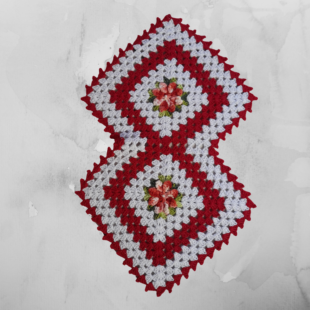 Trilho de mesa de crochê 02 losangulo retangular decorativo para sua mesa