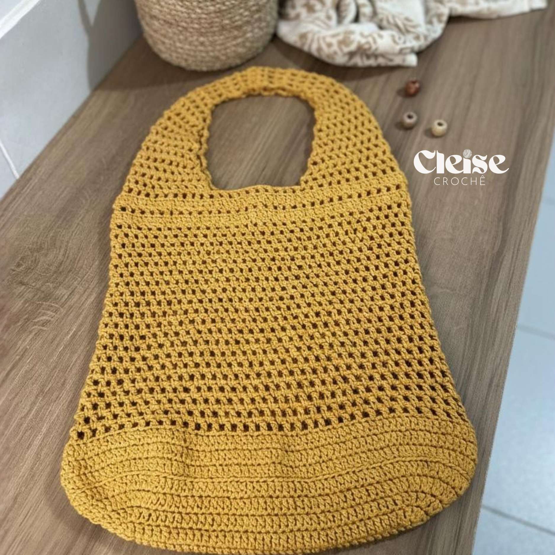 Ecobag Gaia | Ecobag em Crochê Feita à Mão em Barbante 85% Algodão | Bolsa de Praia e Uso Diário