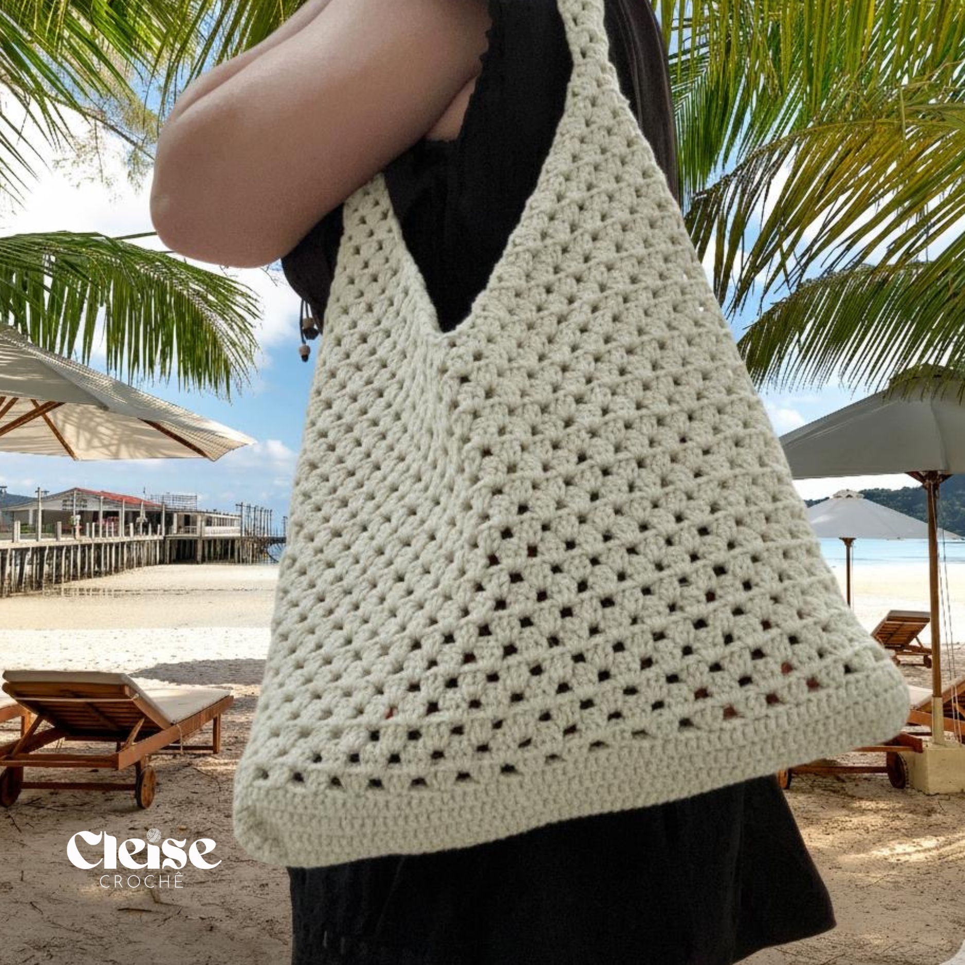 Ecobag Nômade| Ecobag em Crochê Feita à Mão em Barbante 85% Algodão | Bolsa de Praia e Uso Diário