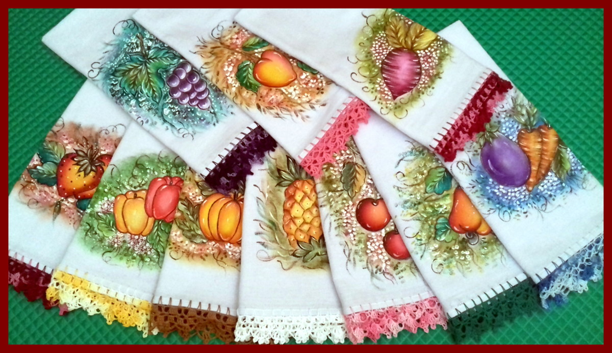 Kit 10 Panos de Prato Barrado Croche Pintado Mão Livre