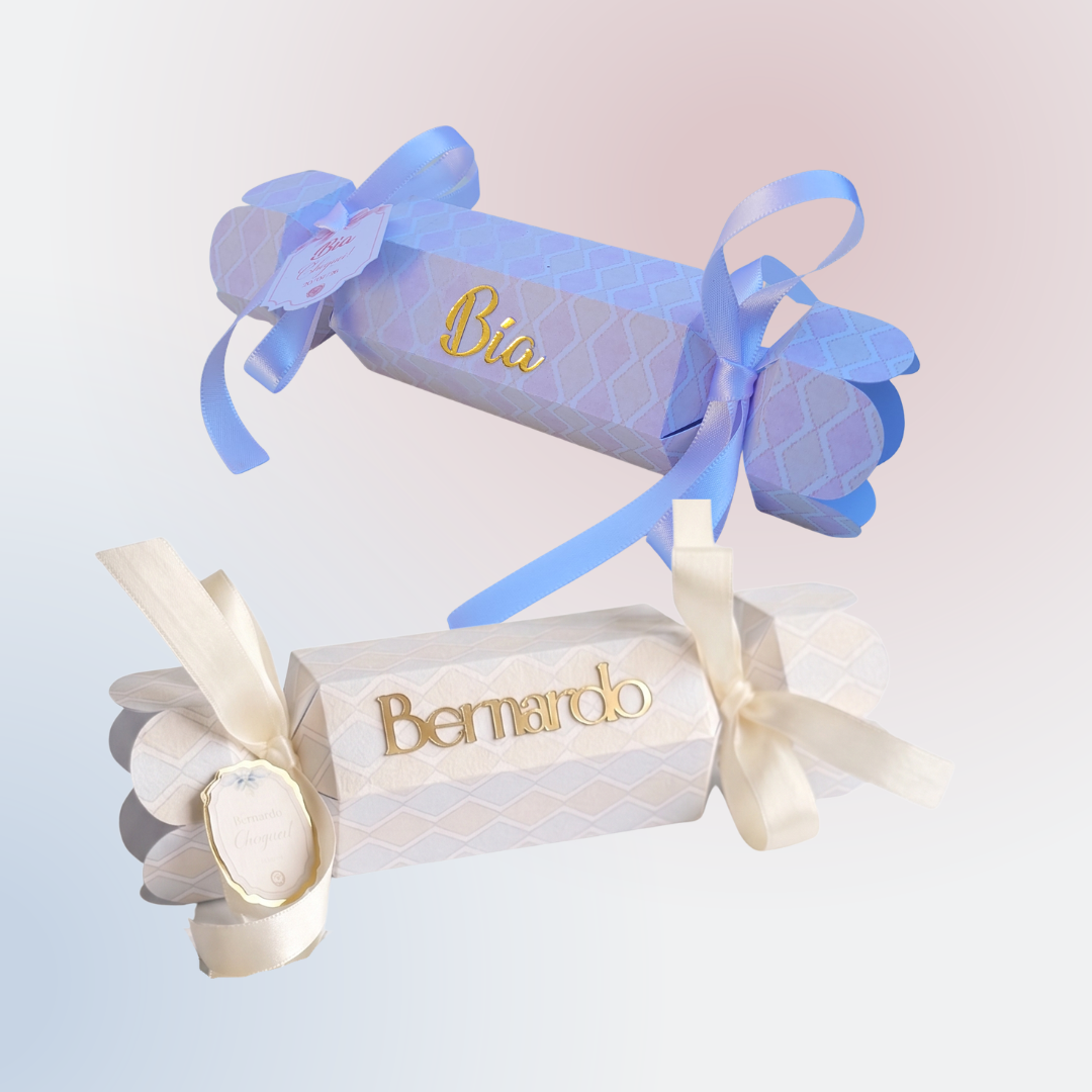 Kit Lembrancinhas Maternidade e Chá de Bebê Ursinho - Menino e Menina - Caixinha Candy Personalizada (Mínimo 10 un)