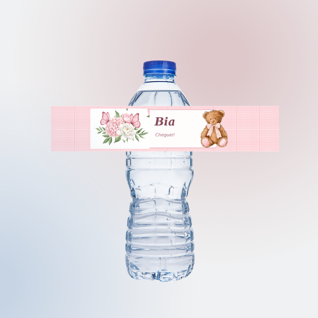 Rótulo Adesivo Personalizado para Garrafa de Água 500ml (15 unidades)