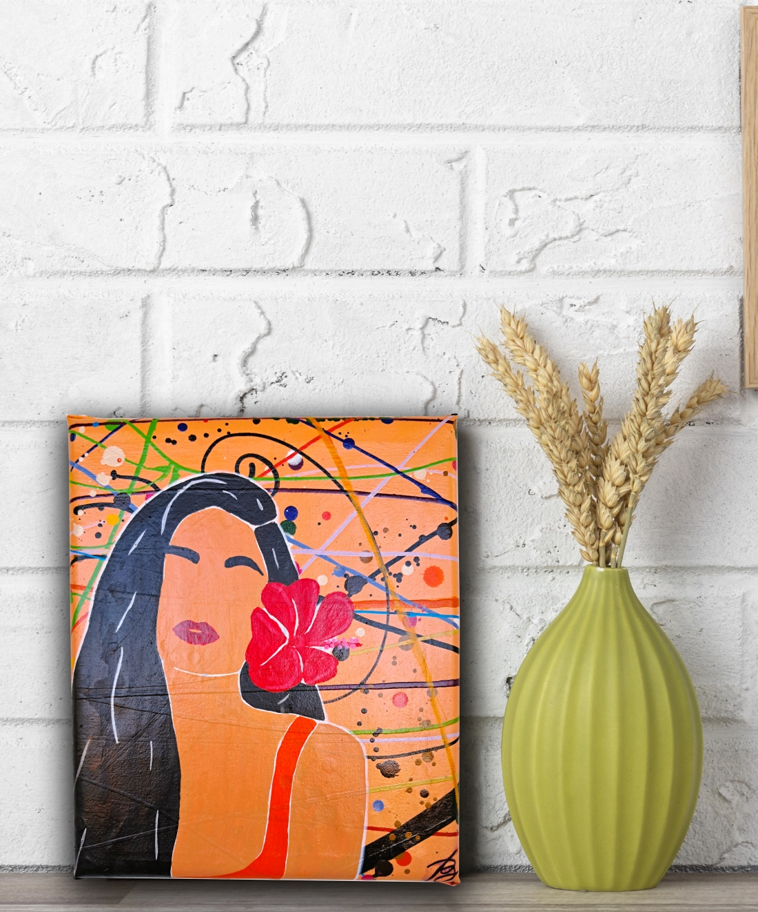 Quadro Decorativo minimalista abstrato em Acrílico Pintado a Mão de linda mulher ambientes diversos