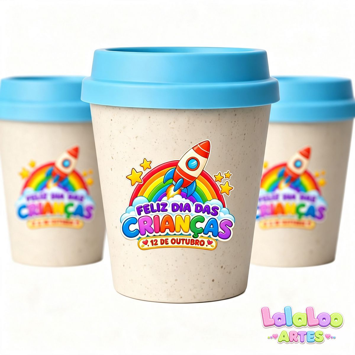 Mini Copo Dia das Crianças Eco Madeira 250ml com Tampa Bucks