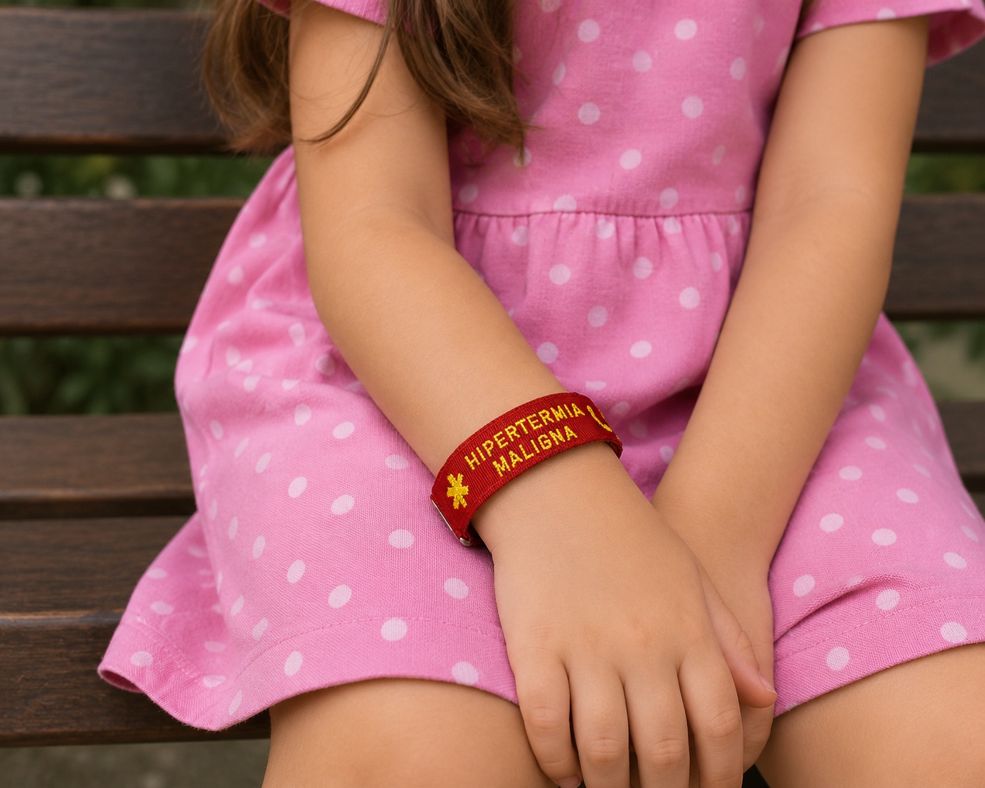 Pulseira de Identificação Infantil com Alerta Médico Personalizada Vermelha