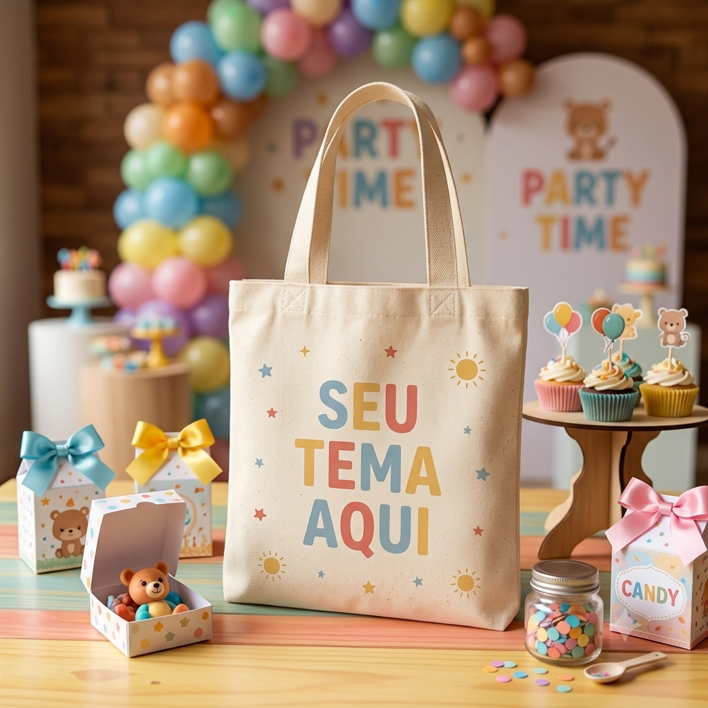 kit 10 Mini Ecobag Personalizada para lembrancinhas 20x20 cm