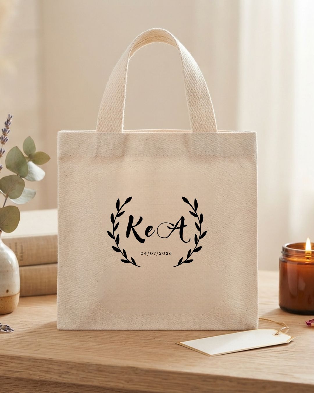 Sacola Mini Ecobag Personalizada para lembrancinhas 20x20 cm Monograma