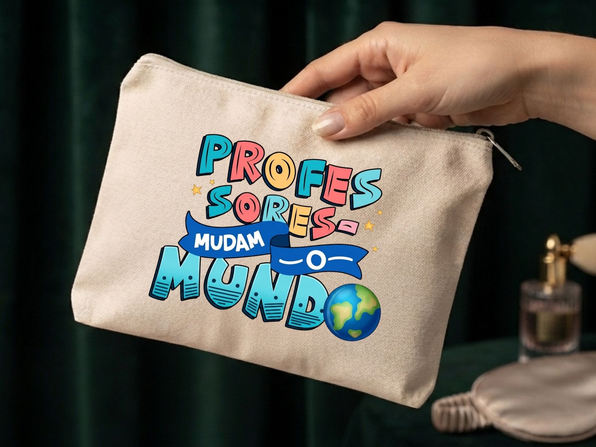 Lembrancinha Nécessaire Personalizada Algodão Cru 20x15 Estampa DTF Dia dos Professores