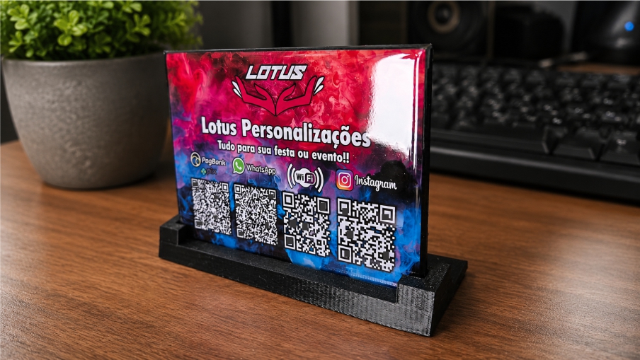 📌 DisPlay / Placa Personalizada Resinada com Base