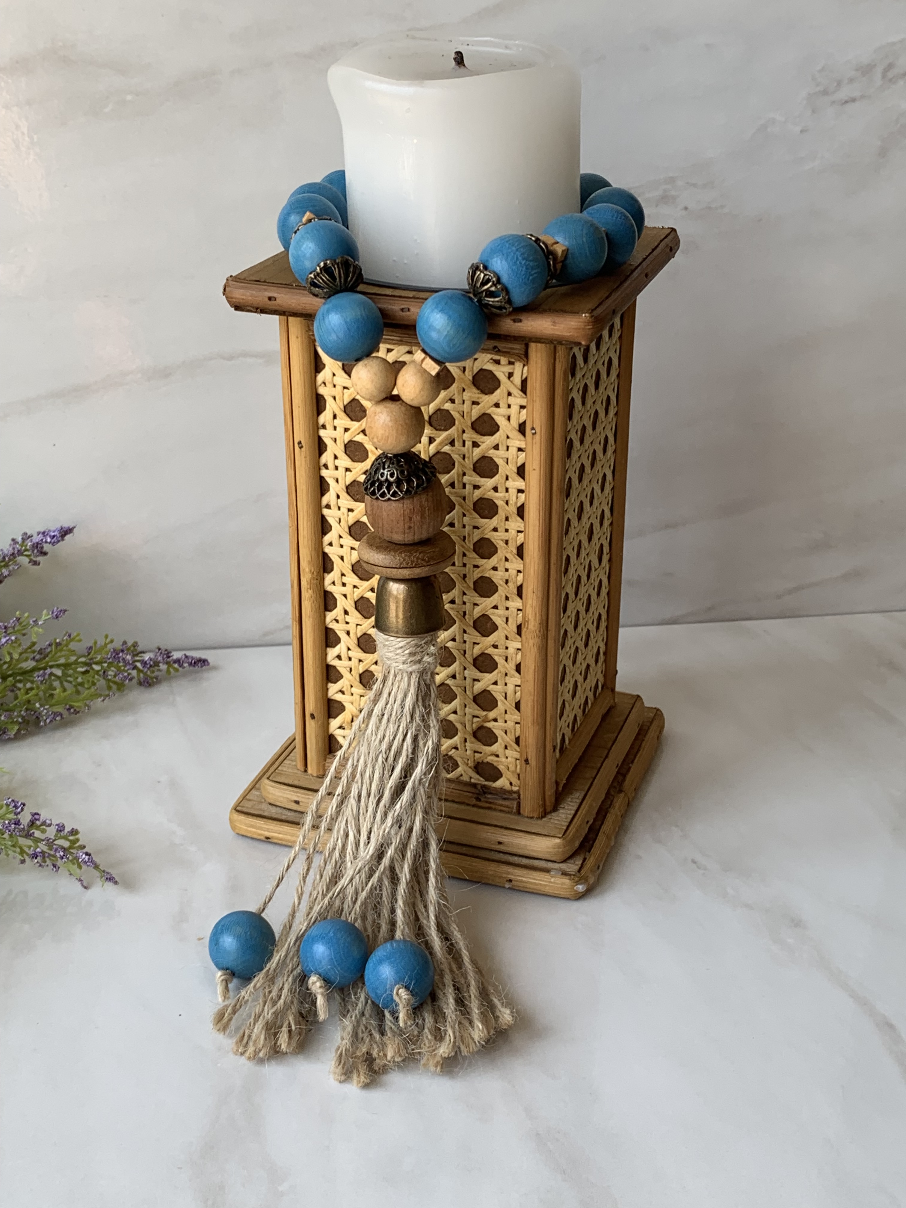 MINI COLAR DE MESA MADEIRA AZUL