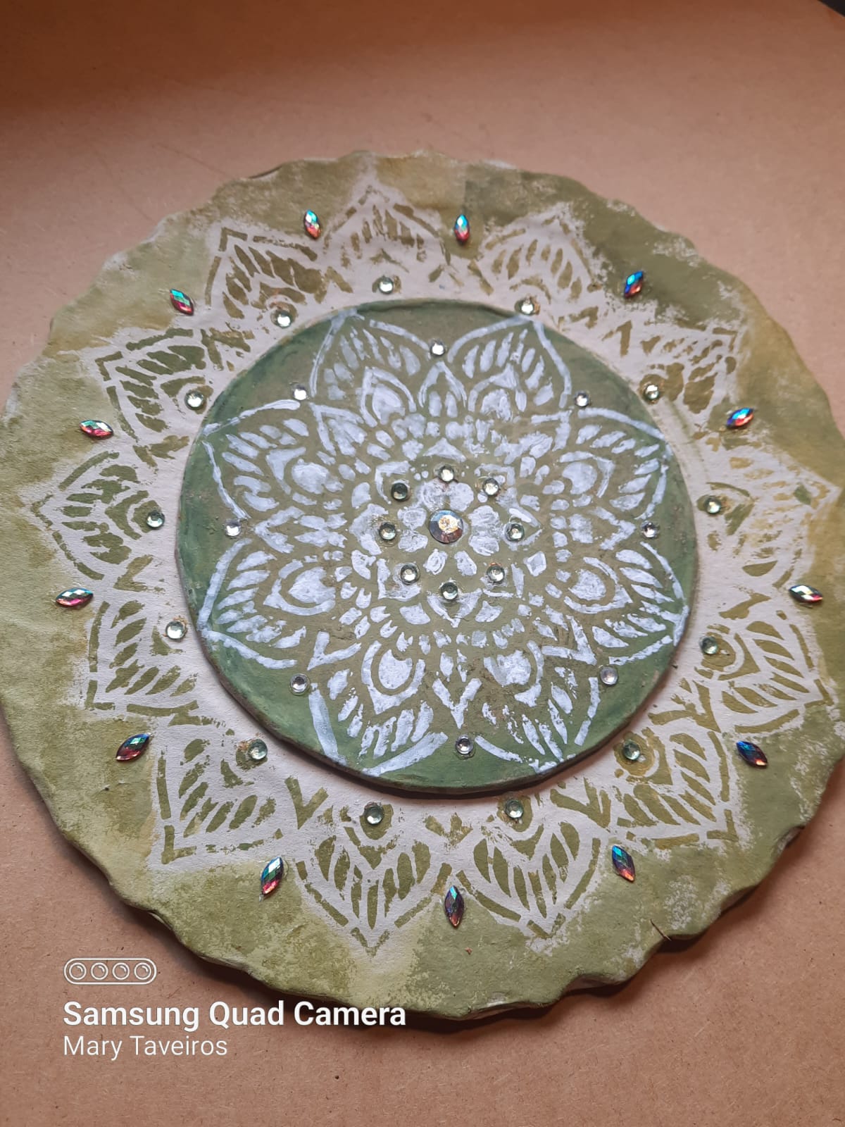 Mandala de parede verde brilho