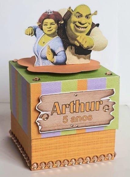 Caixa Cubo Lembrancinha de Festa Shrek