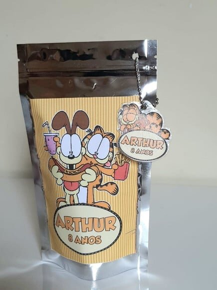 Saquinho Metalizado com Tag Garfield