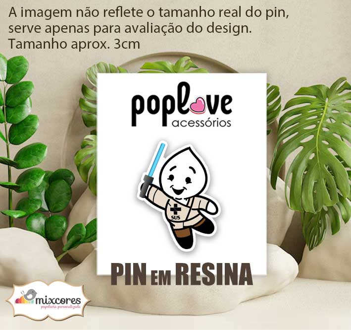 Pin Broche em Resina - Zé Gotinha Jedi