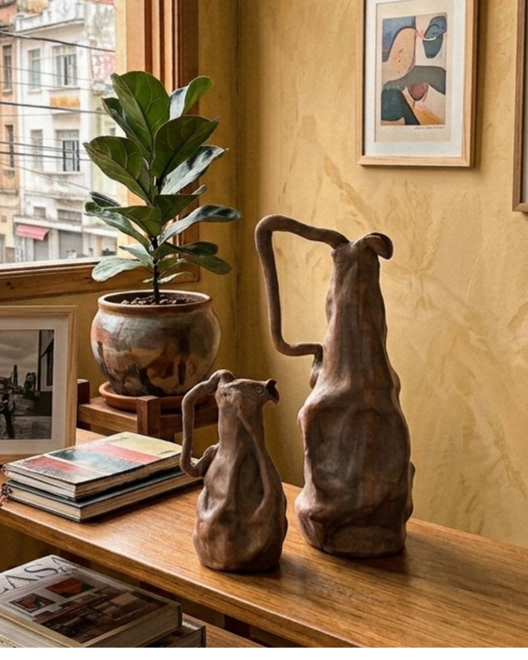 Par de Garrafas Decorativas em Cerâmica Fria - Modelo Dobra