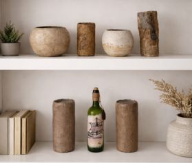 Jogo de Vasos Decorativos Cerâmica Fria com Pó de Café