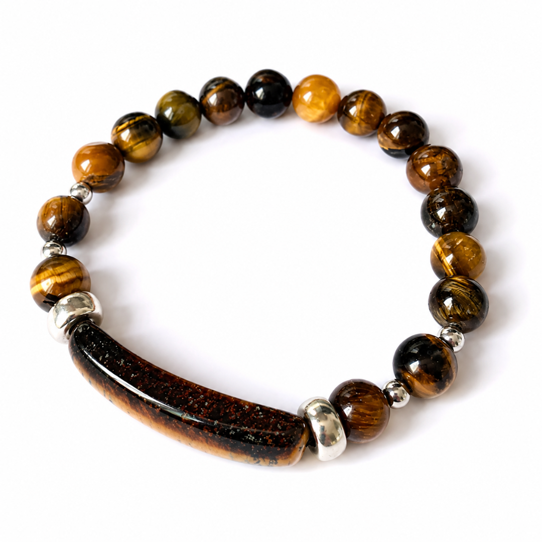 Pulseira ajustável de Pedras – Jaspe, Quartzo Rosa, Ágata e Olho de Tigre- escolha a sua