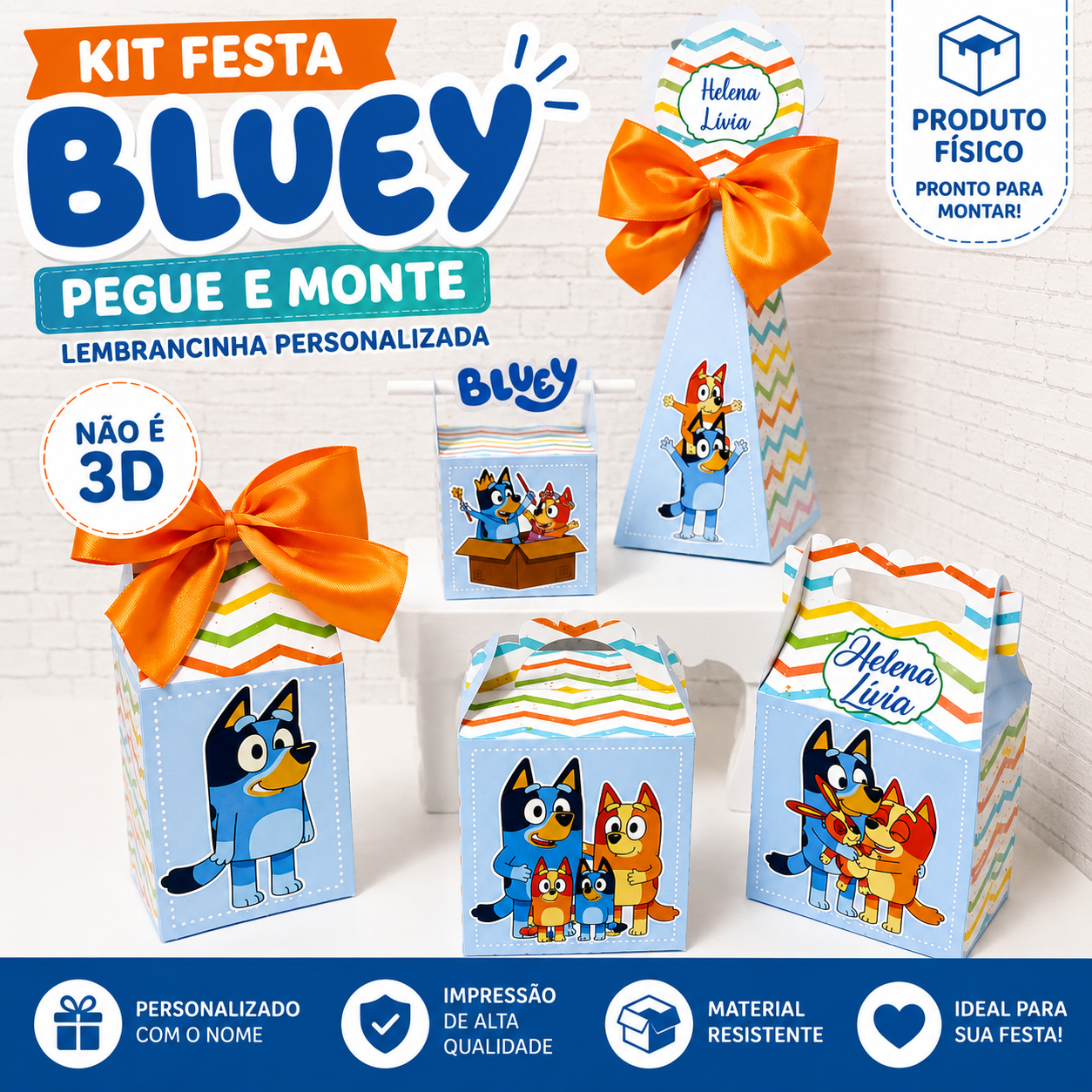 Kit festa pegue e monte Bluey personalizado