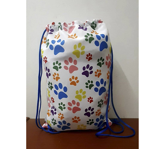Mochila Saco Sacochila Mochilinha Personalizada Patinhas de cachorro 18x28cm