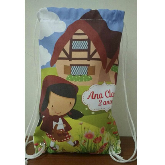 Mochilinha Sacolinha Personalizada Chapeuzinho Vermelho 18x28cm