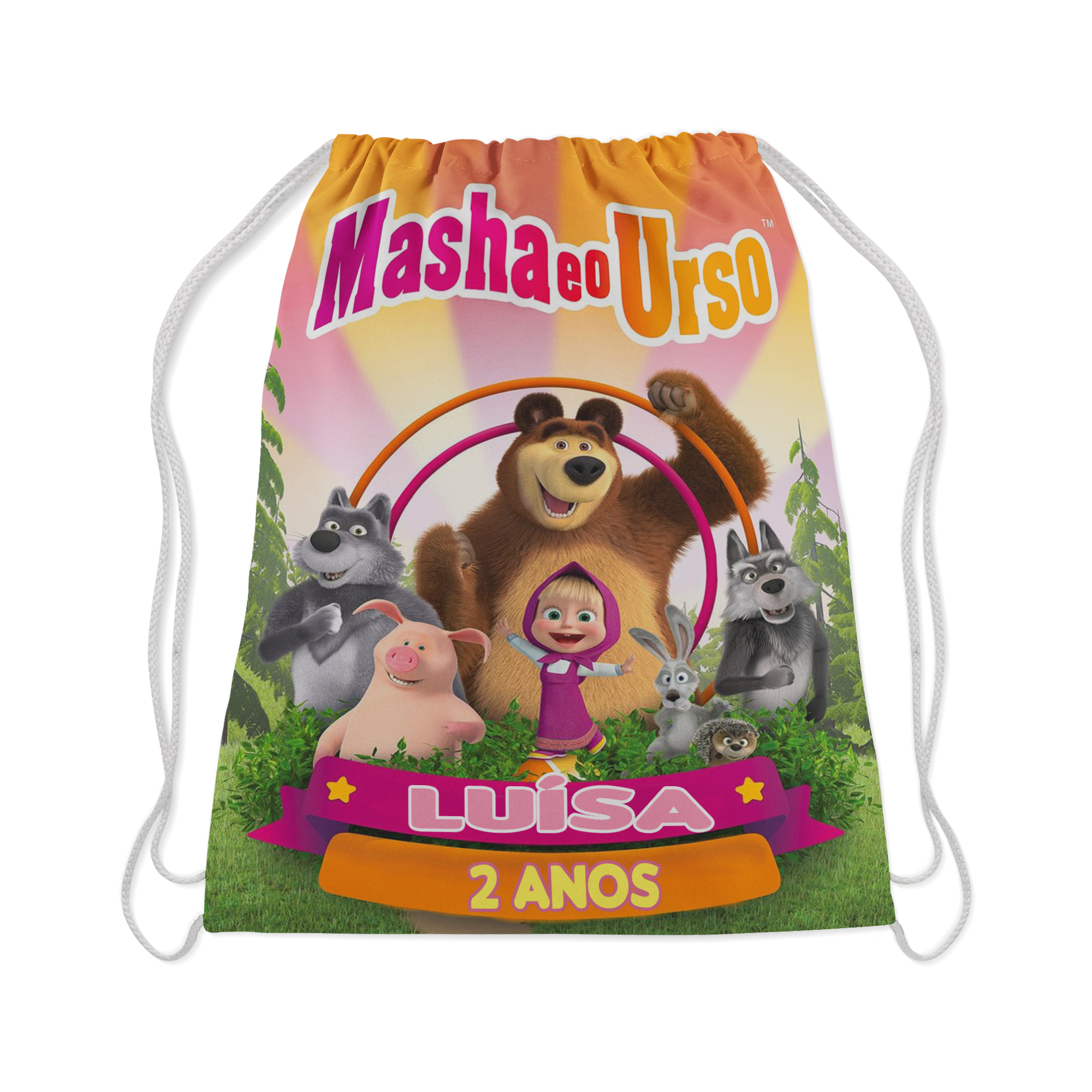 10 Mochilinha Personalizada lembrancinhas da Marsha e o Urso