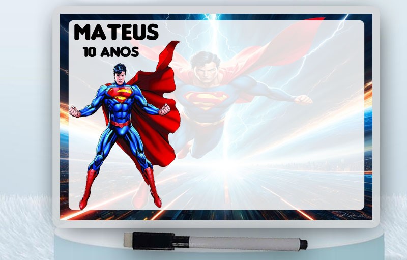 Lousa Magica Infantil Personalizada Super Homem