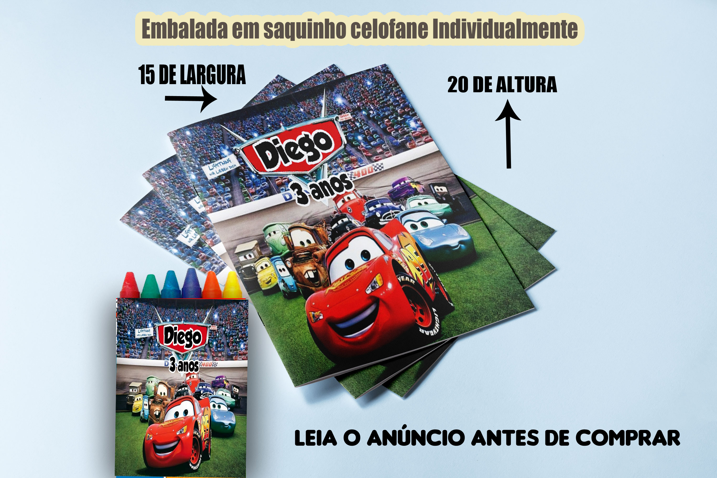 Revistinha de Colorir com giz de cera Carros Disney Mcqueen