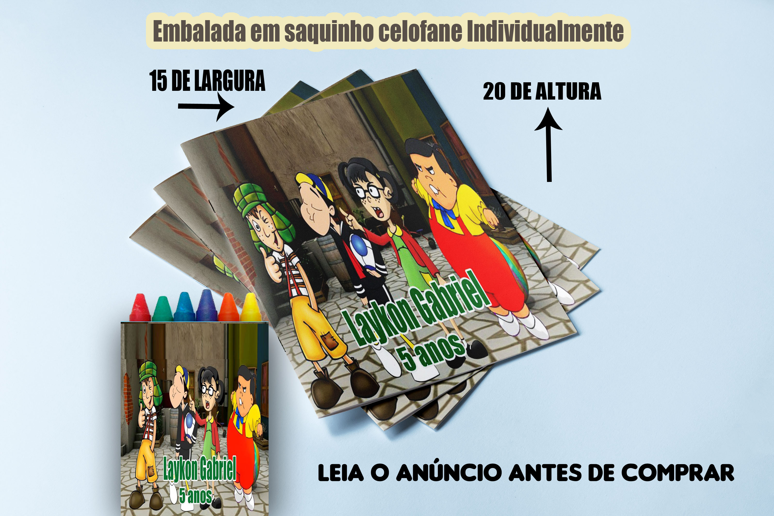 Revista de Colorir com Giz de Cera da Turma do Chaves