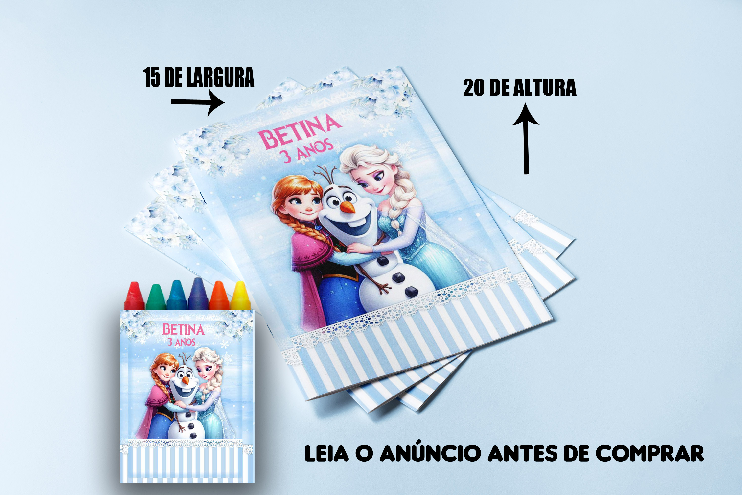 Revistinha de colorir com giz de cera lembrancinhas infantil da Frozen