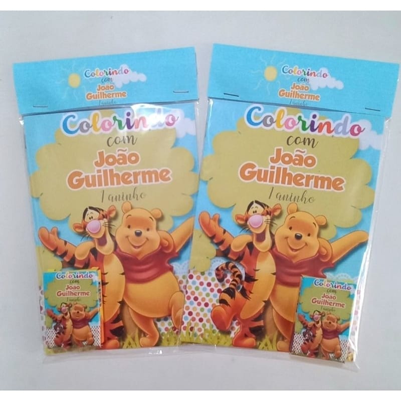 Kit Colorir revista e Giz de cera do Ursinho Puff