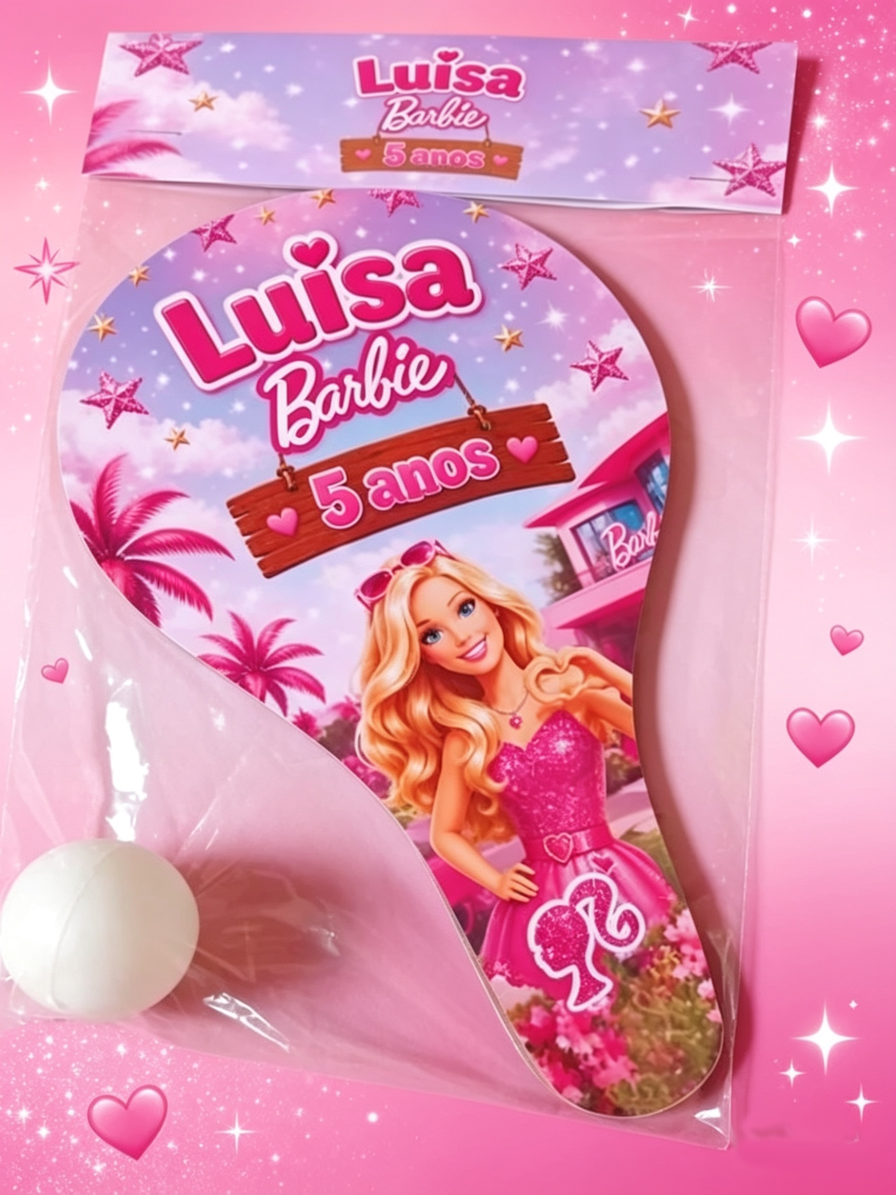 Raquete Ping Pong Personalizada da Barbie