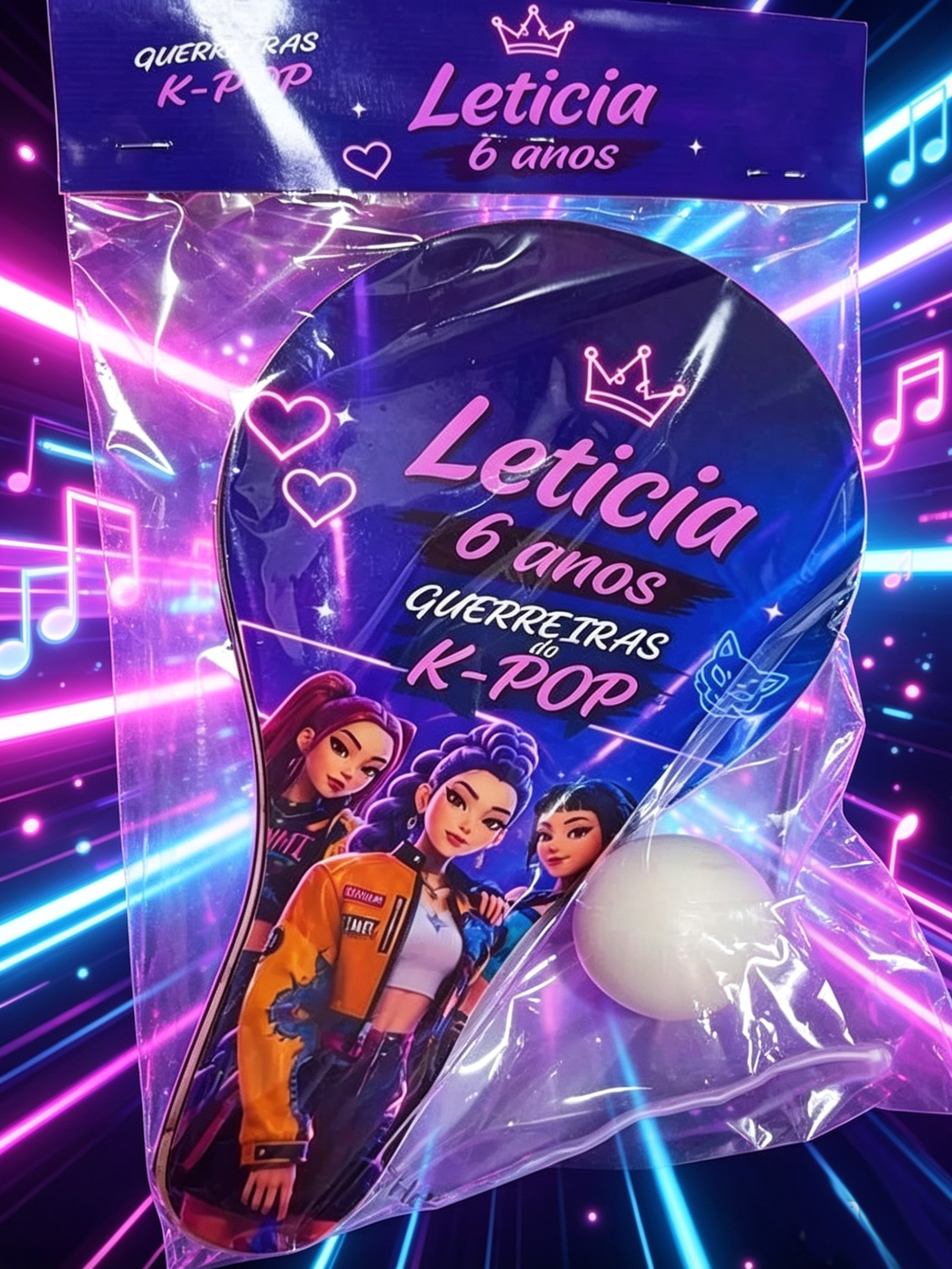 Raquete de Pipng Pong Personalizada lembrancinhas das Guerreiras K-Pop