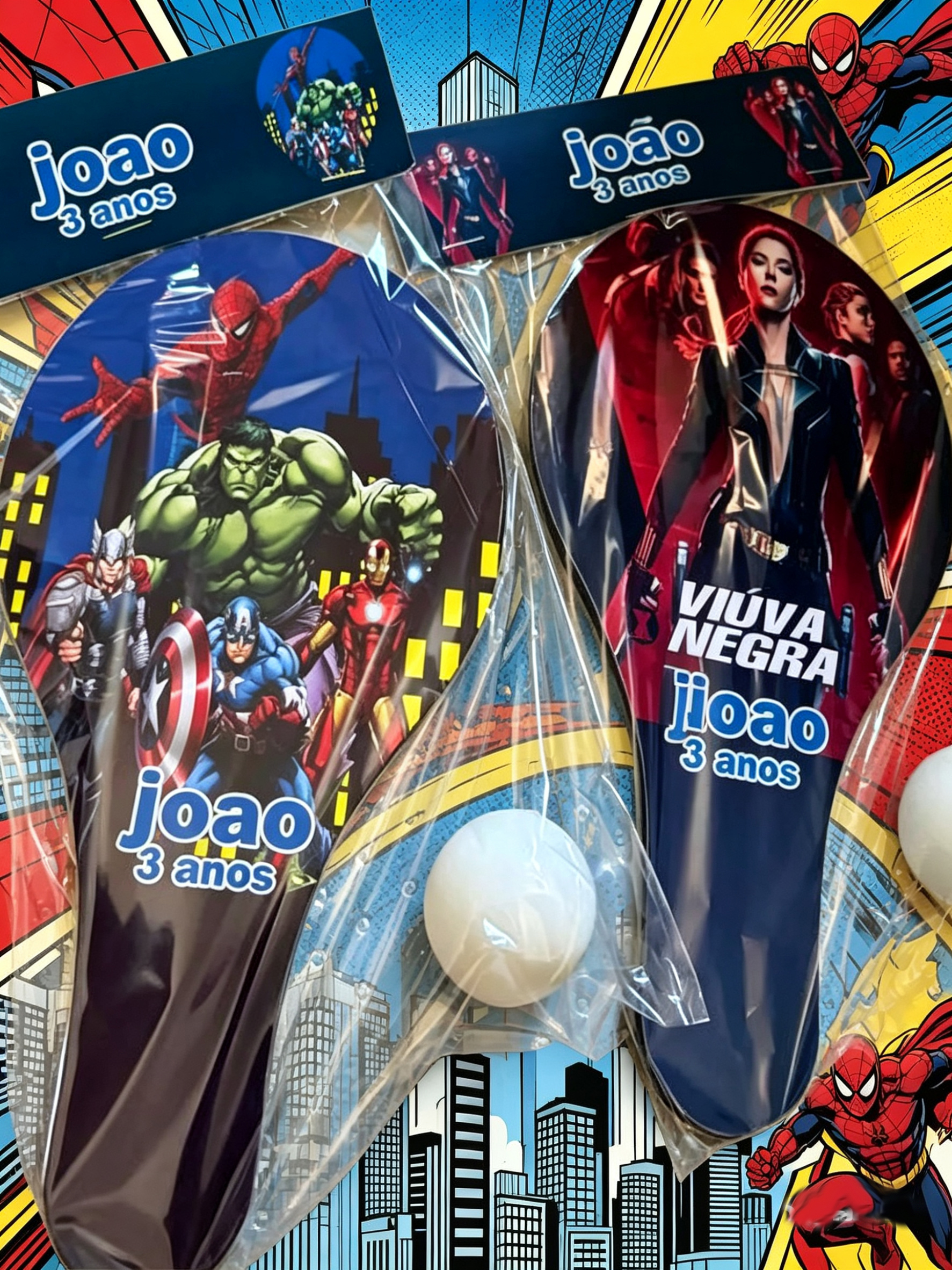 Kit Raquete de Ping pong personalizada dos Vingadores