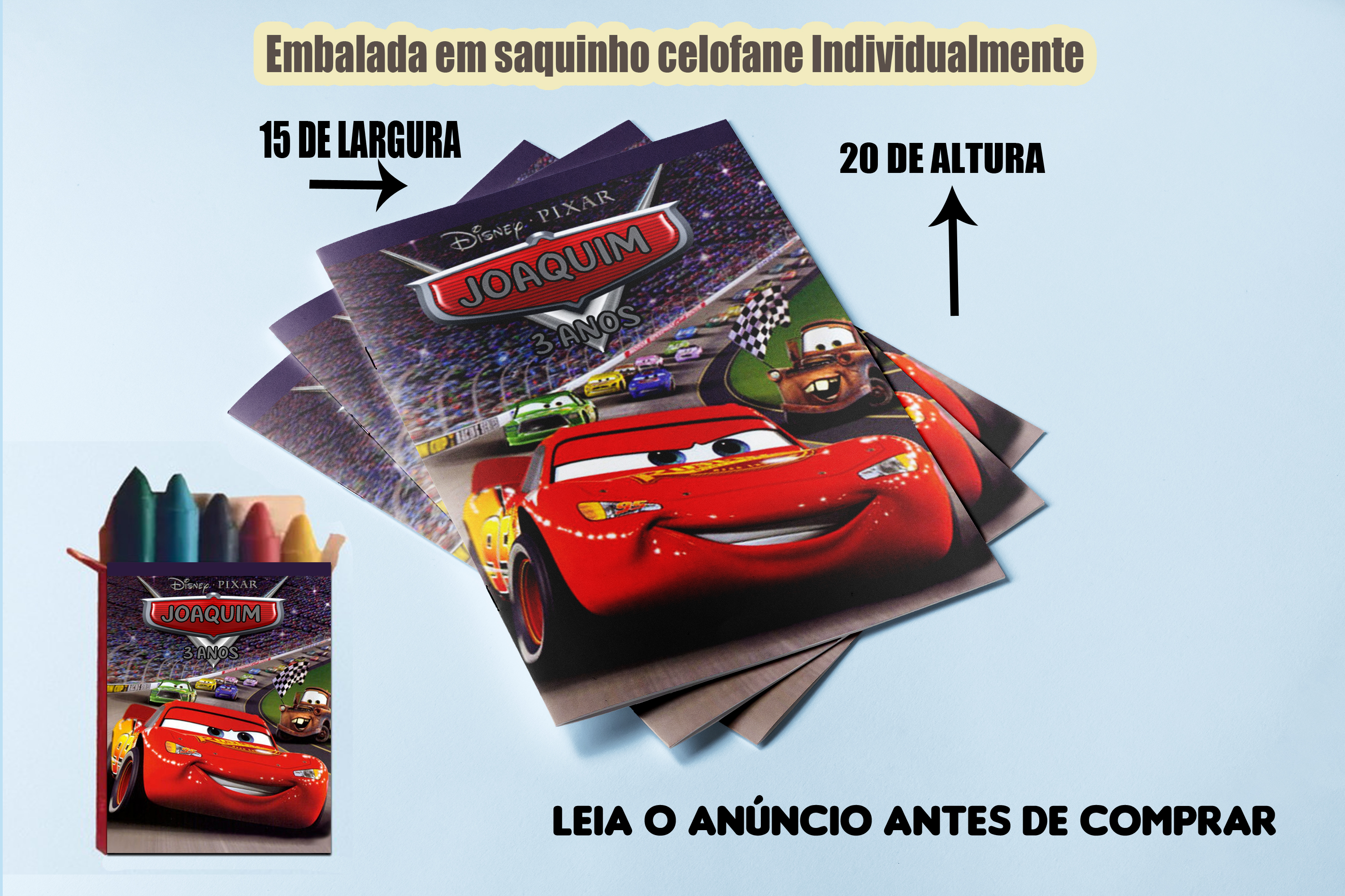 Revista de Colorir e Giz de cera Carros Disney