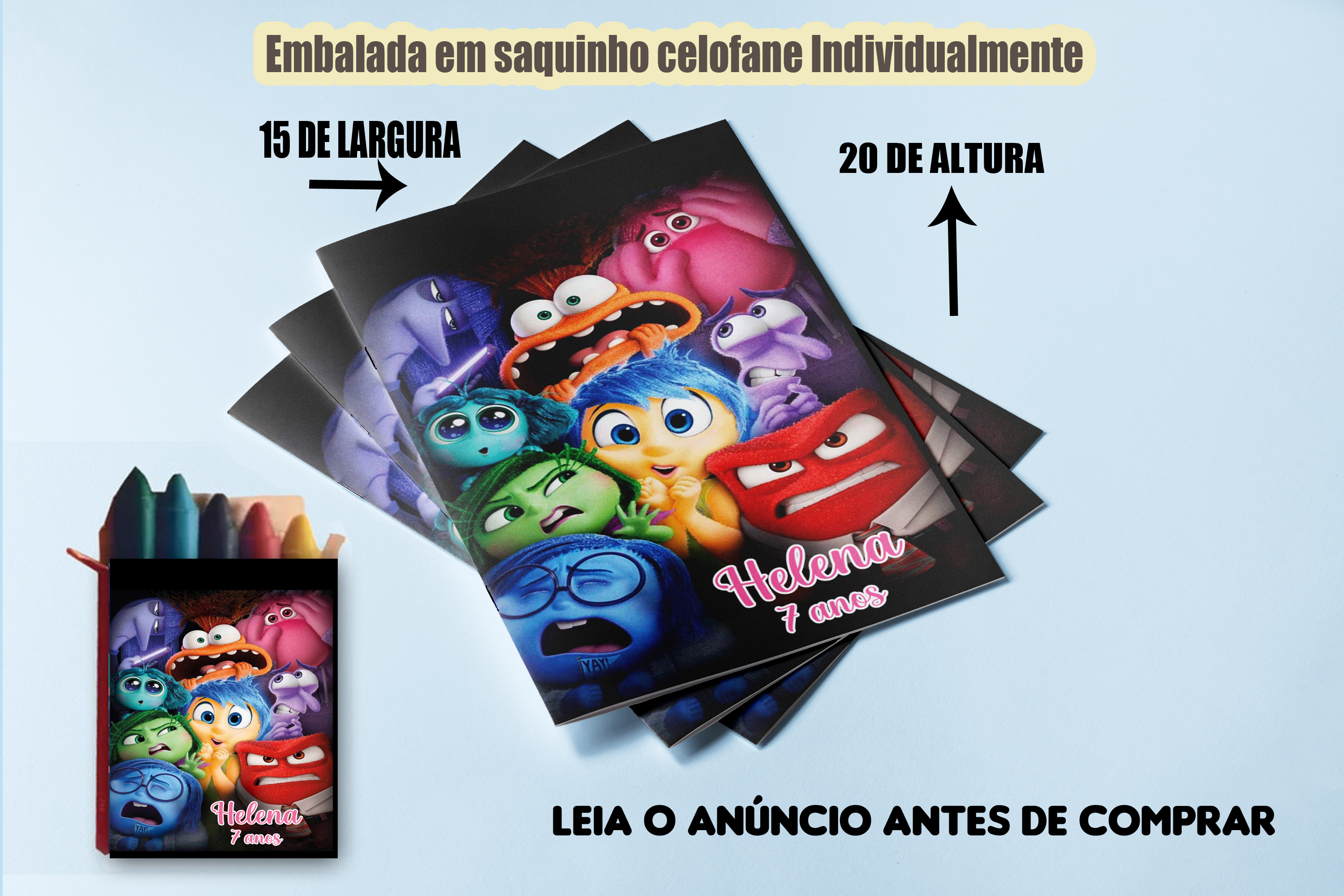 Revista de Colorir com Giz de cera personalizada Divertidamente