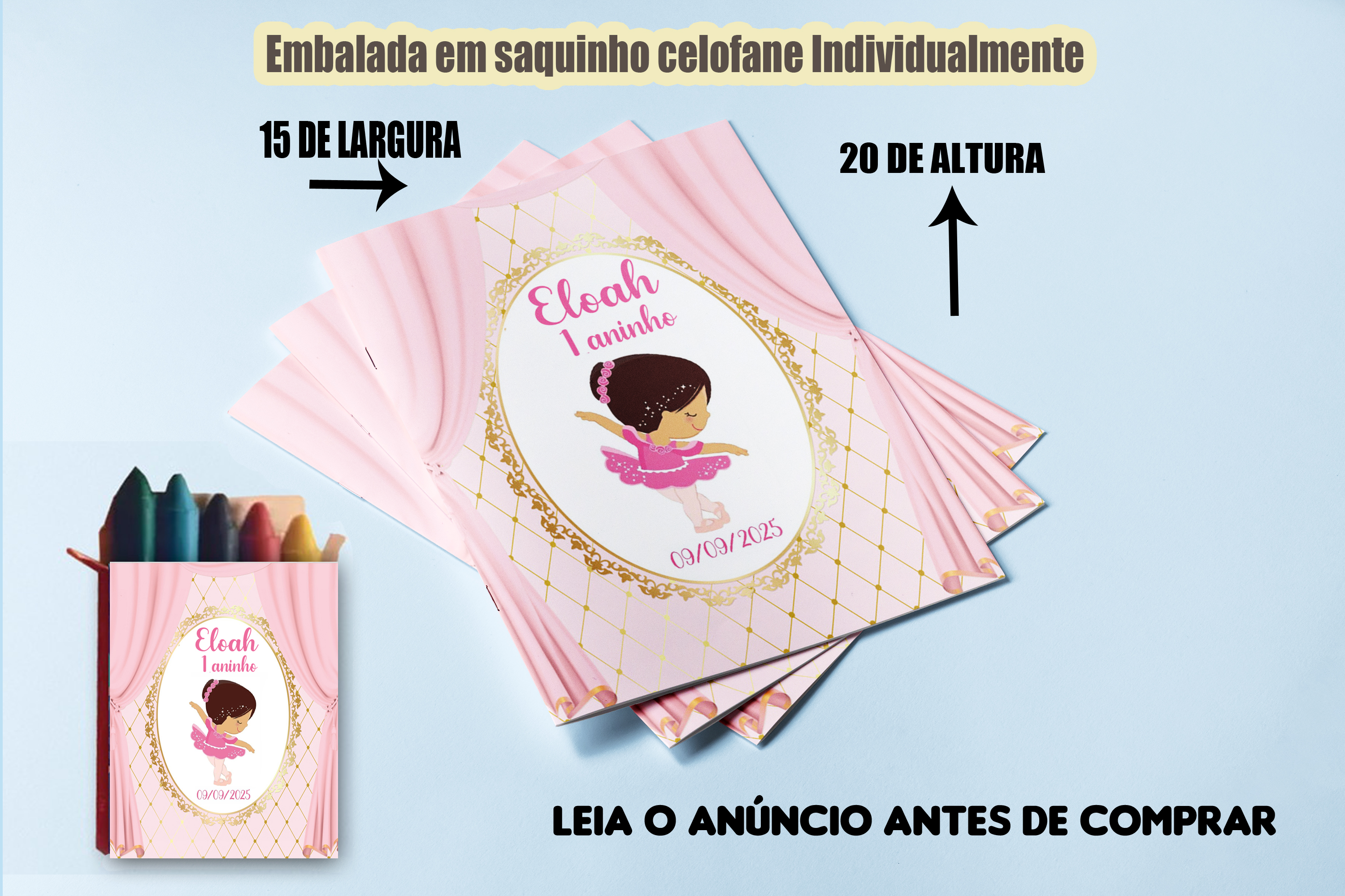 Revista de colorir com Giz de cera Personalizado da Bailarina