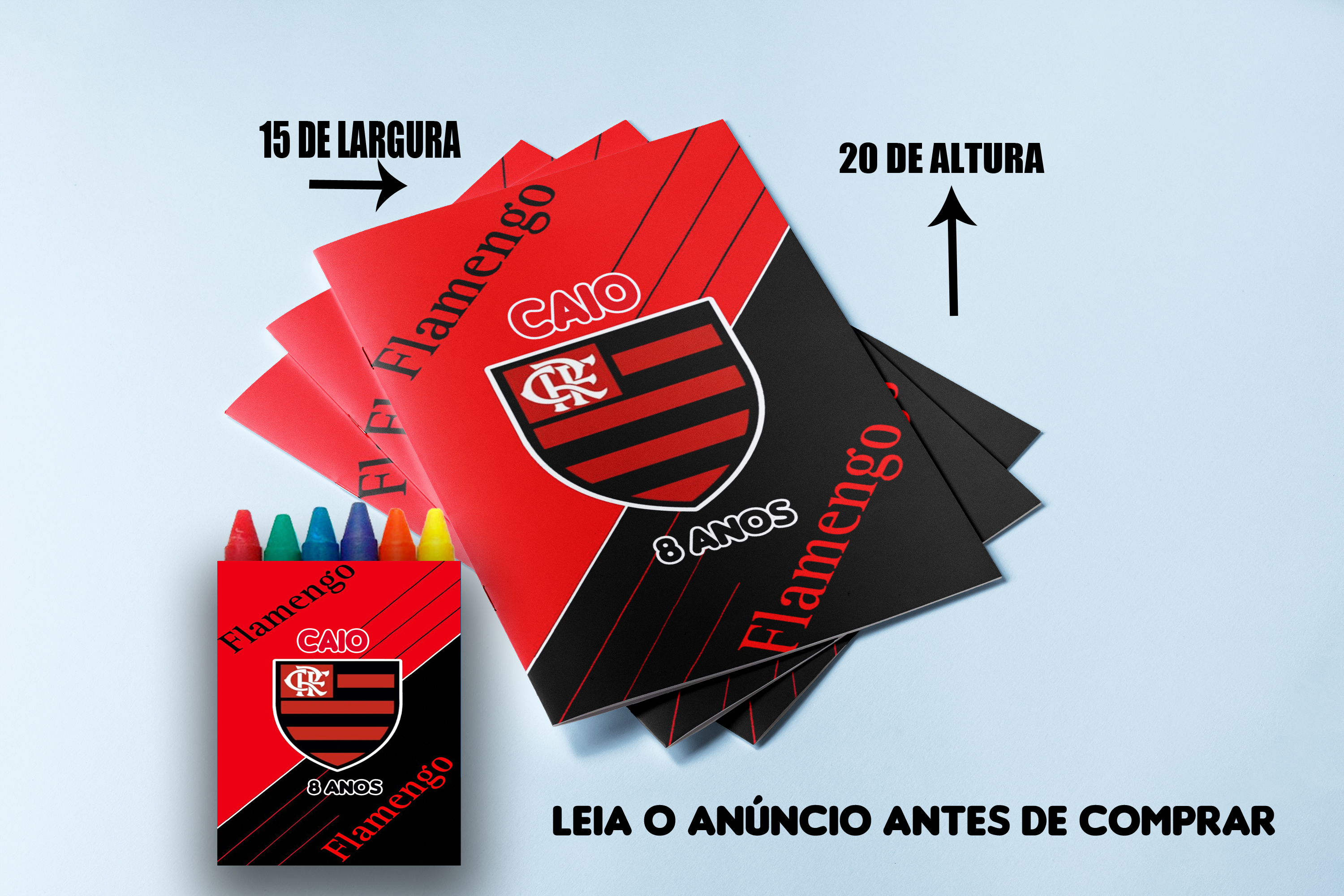 Revista de Colorir com giz de cera personalizada Futebol Flamengo