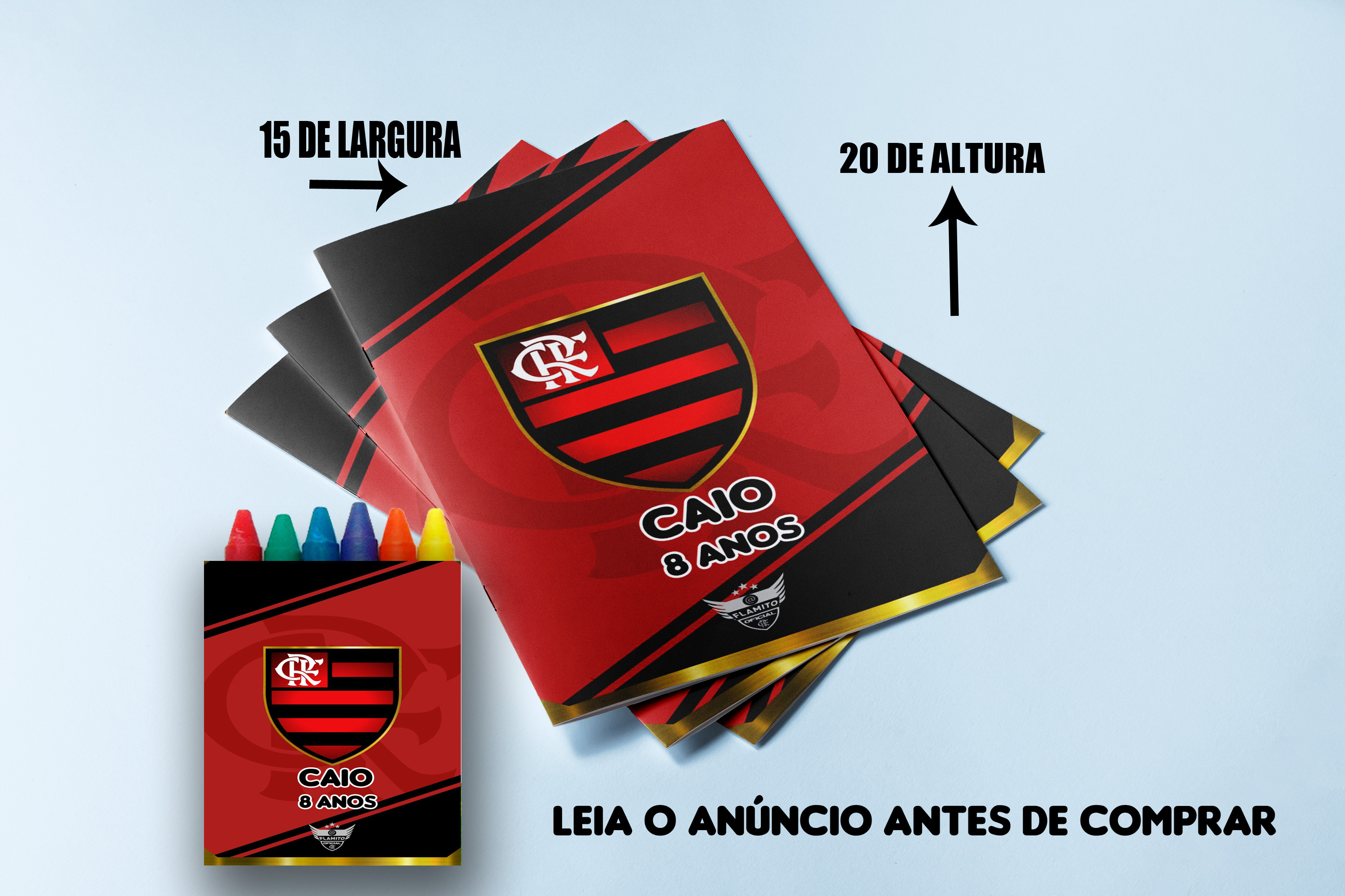 Revista de Colorir com Giz de cera Personalizado do Flamengo