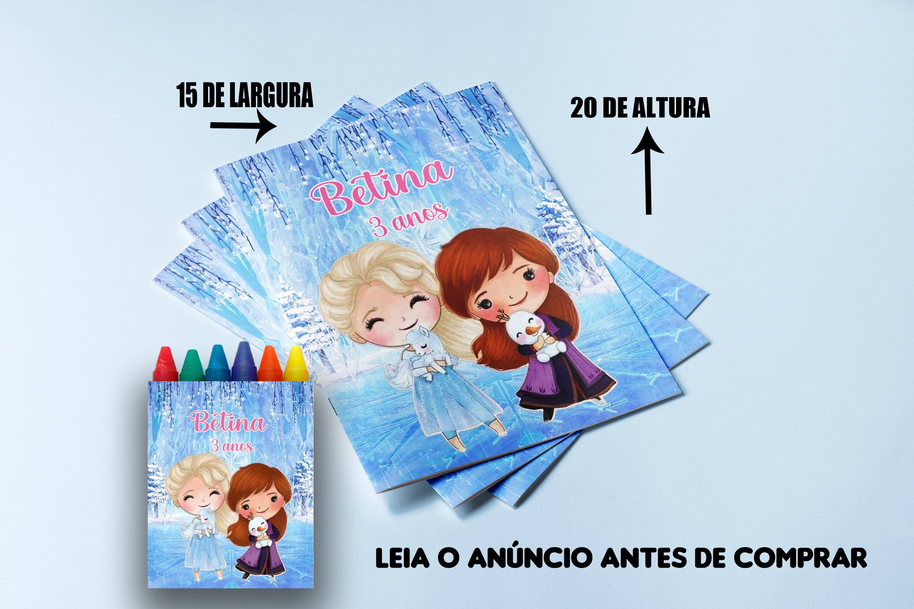 Revista de colorir com Giz de cera Personalizada Frozen Baby