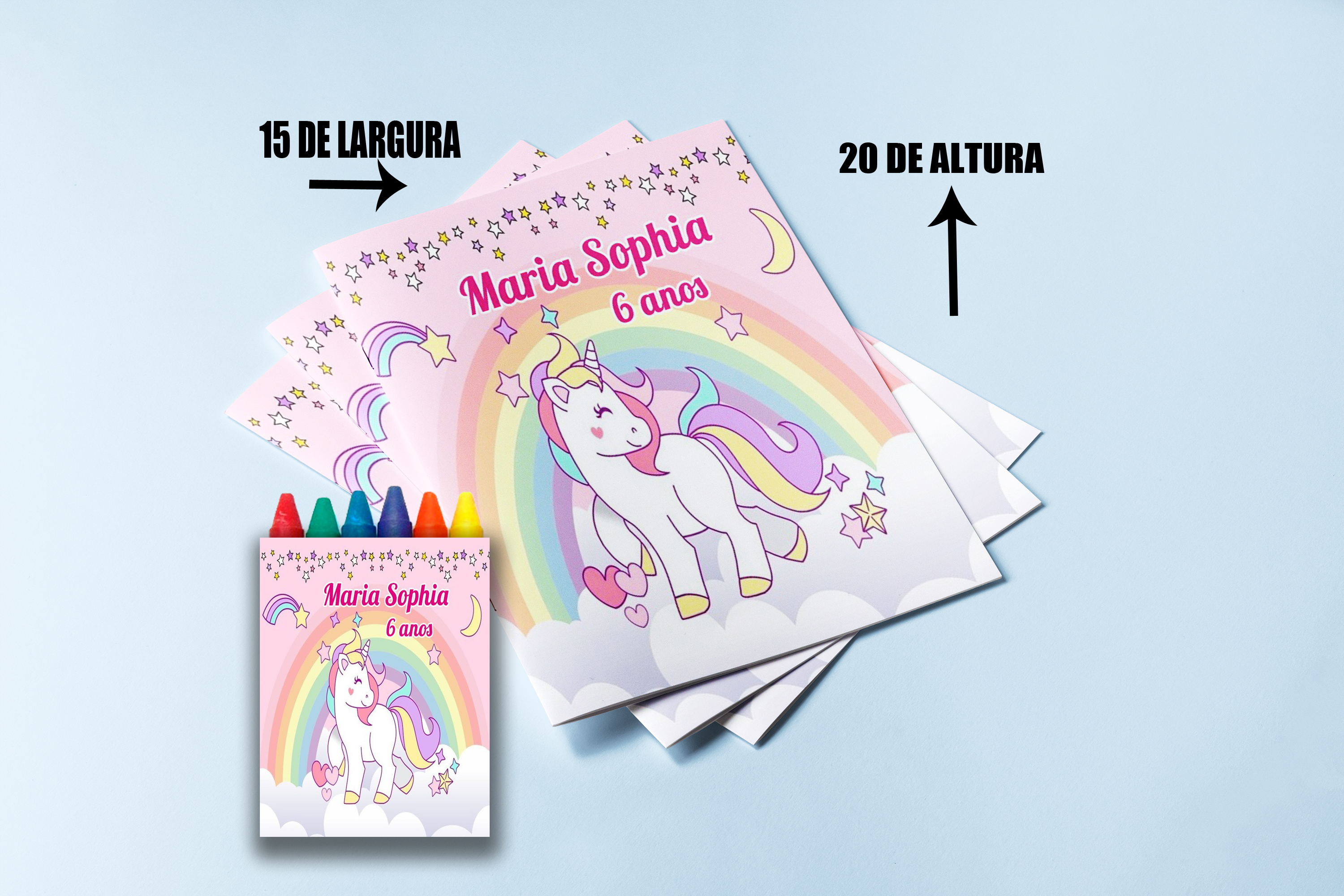 Revista de colorir com Giz de cera Personalizada do Unicórnio