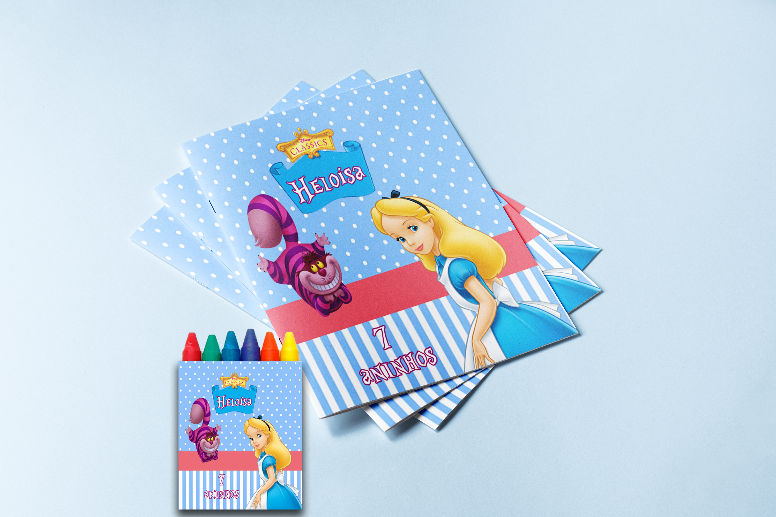 Revista de Colorir com Giz de cera Personalizada da Alice no Pais das Maravilhas