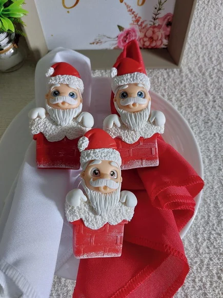 Kit 04 Porta Guardanapo Papai Noel na Chaminé